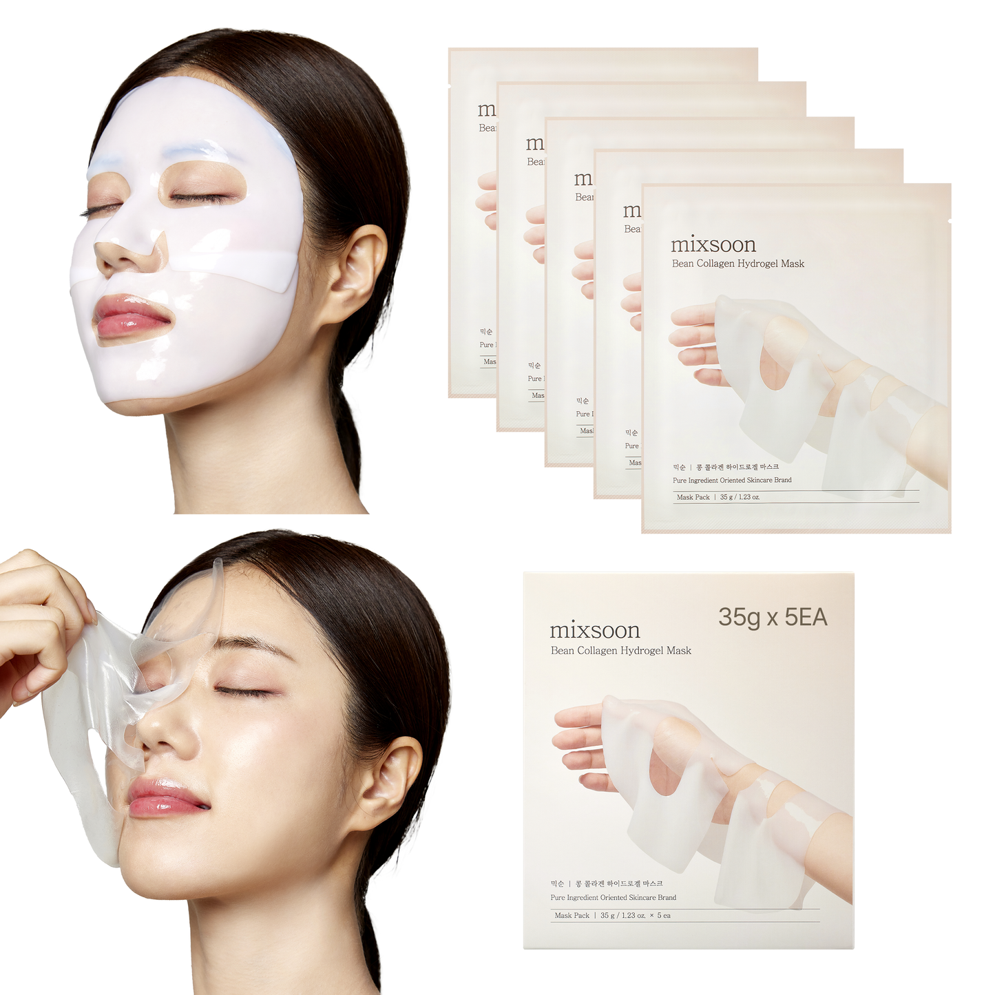 Mixsoon Bean Collagen Hydrogel Mask – 5 Pack